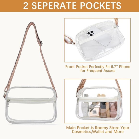 Clear Bag for Women Stadium Approved Clear Bags Small Crossbody Purse Trendy for - Picture 5 of 8